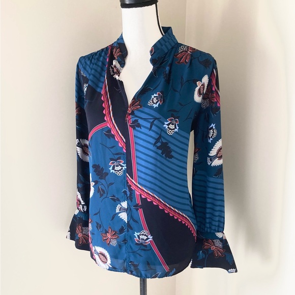 Ann Taylor Floral Popover Long Sleeve Blouse Size M - Picture 6 of 10